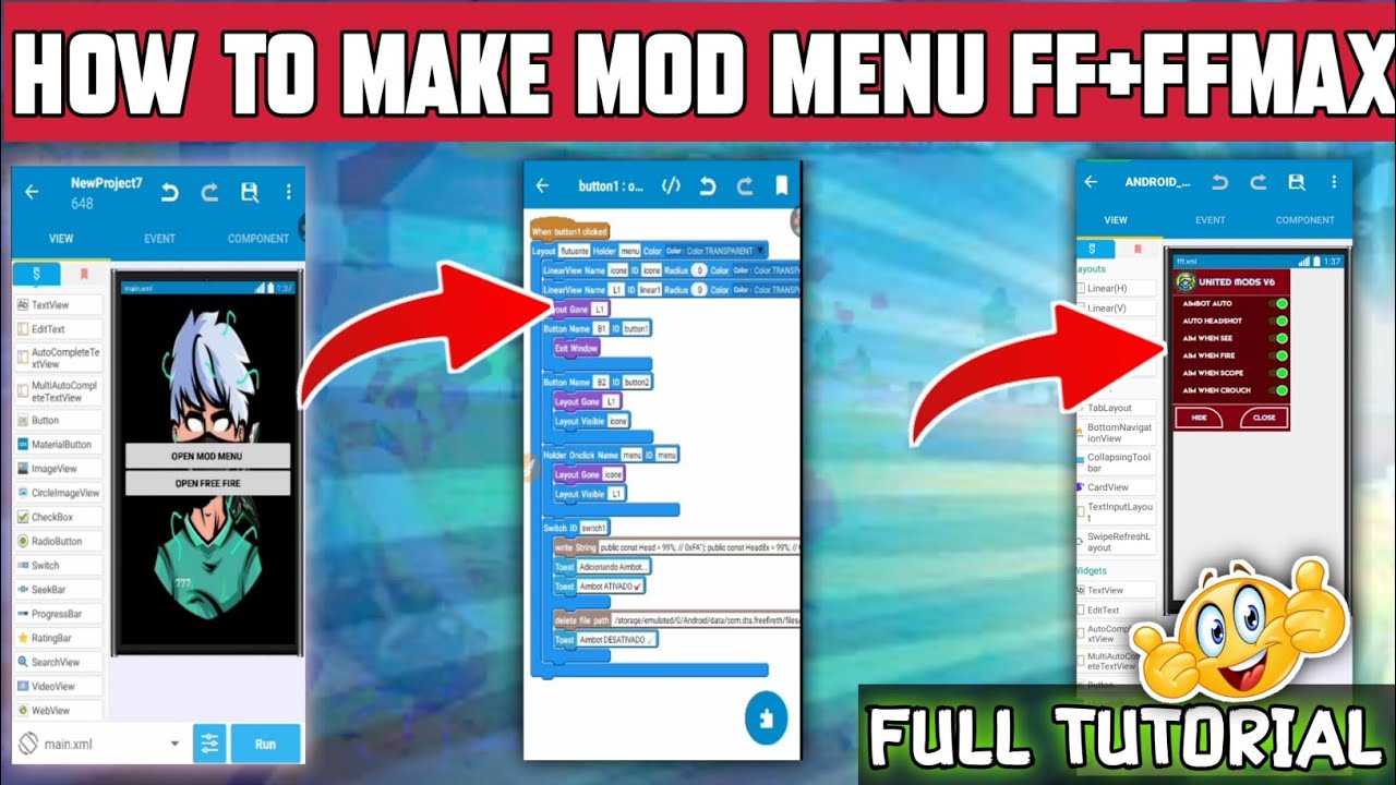 how to make ff + ff Max free mod menu injector