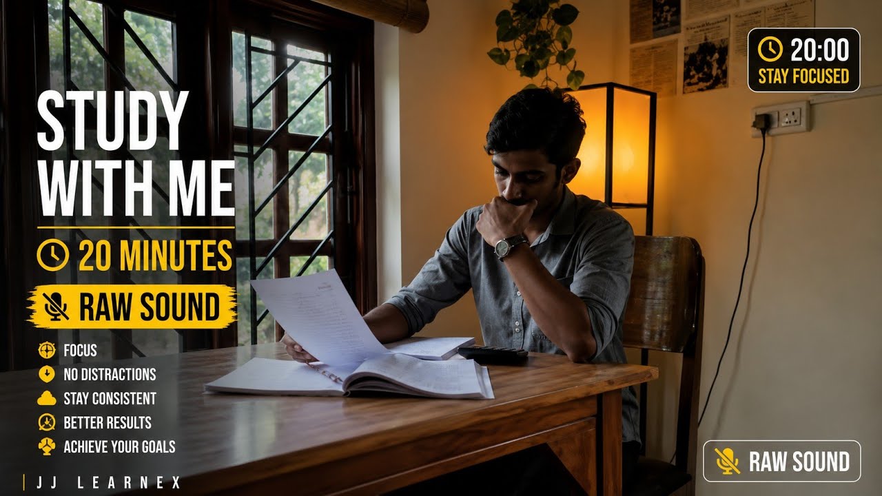 20 Min Study With Me | Silent | Raw Video | JJ Learnex 