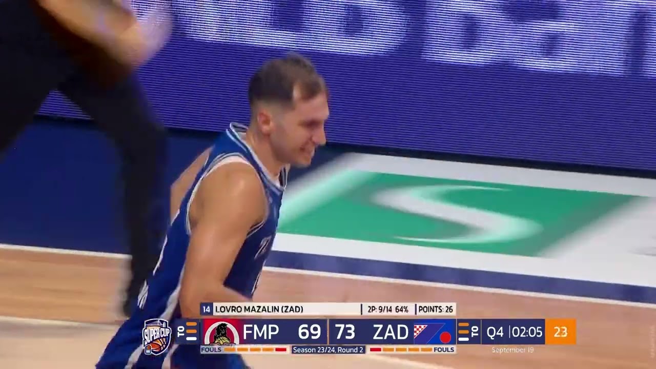 Mazalin with the key steal 'n' lay-up play (FMP Soccerbet - Zadar, 19.9.2023)