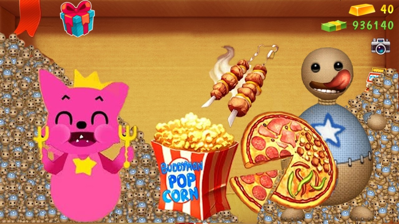 MEGA FOOD vs The Buddy & PinkFong | Kick The Buddy