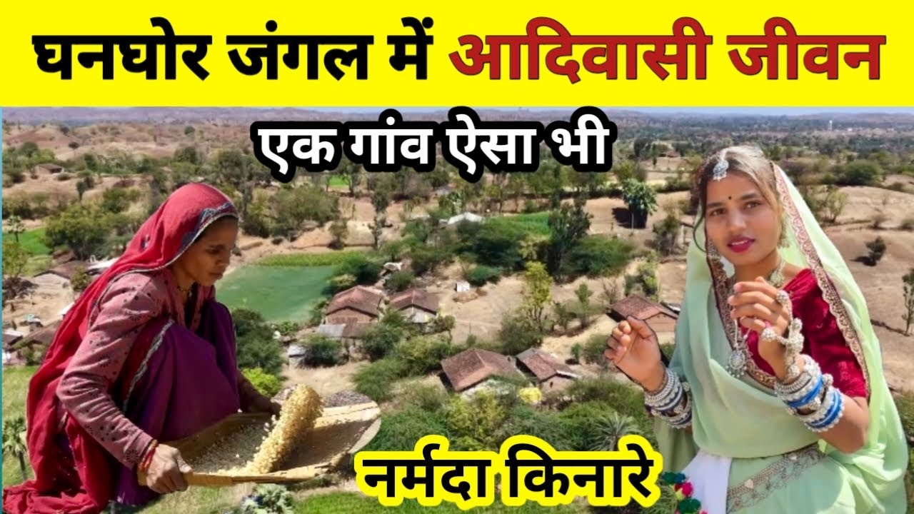 नर्मदा किनारे घने जंगलों में भील आदिवासी गाँव में लोगों की जिंदगी…Tribal Village Life.