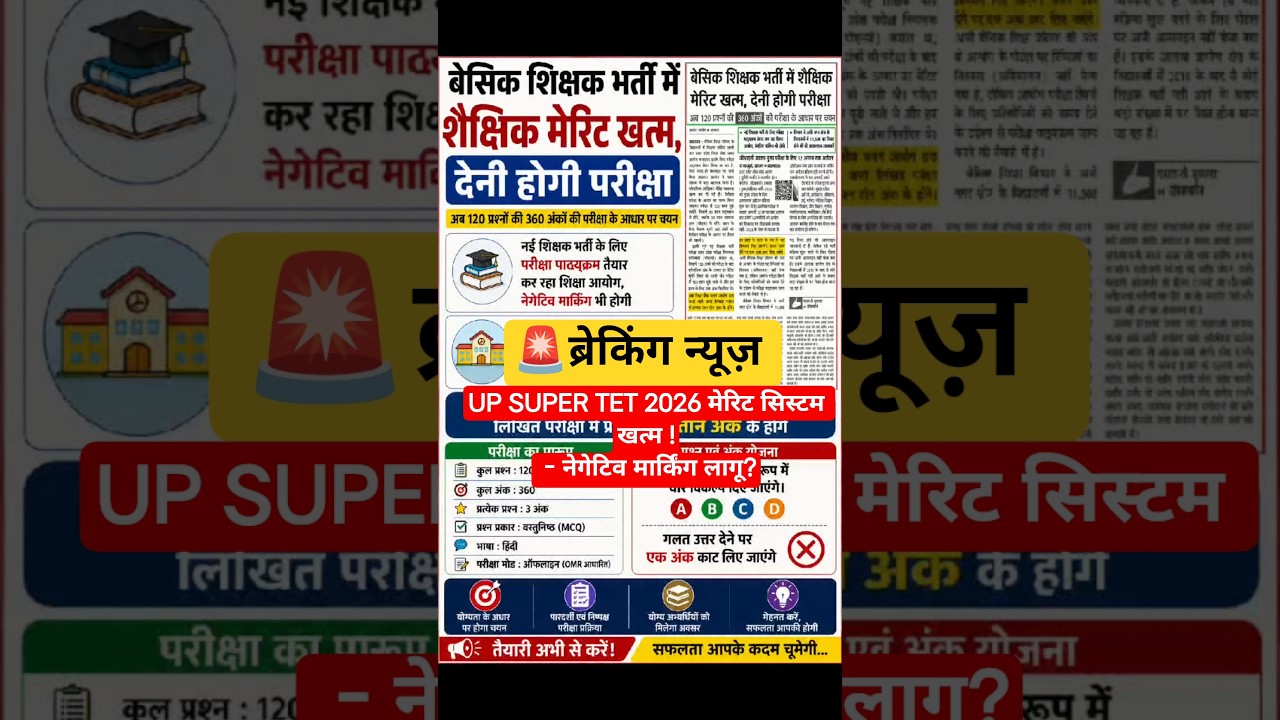 UP Super TET New Vacancy 2026 | Academic Merit खत्म? | Negative Marking | Latest Update