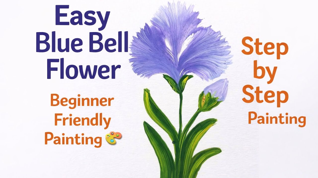 Easy Blue Bell Flower Painting 🌸 | Step by Step Acrylic Flower for Beginners