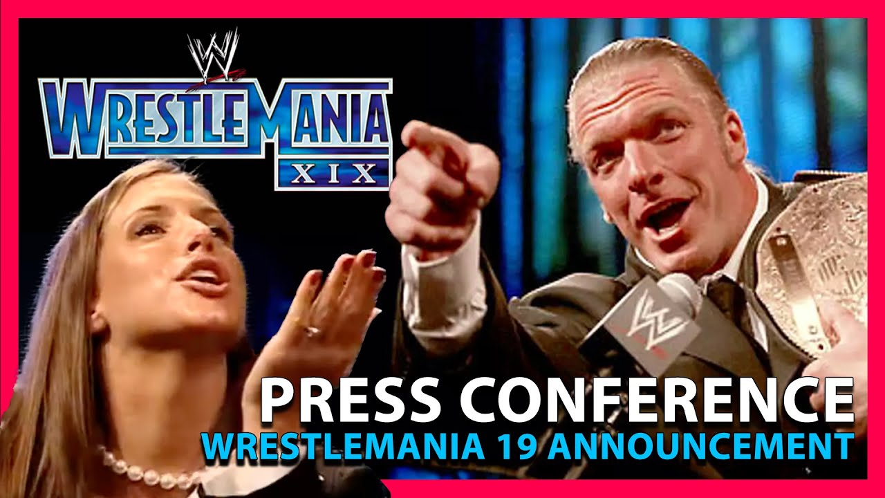 WWE WrestleMania XIX (19) Press Conference FULL (9/24/02) Triple H, Stephanie McMahon, Brock Lesnar
