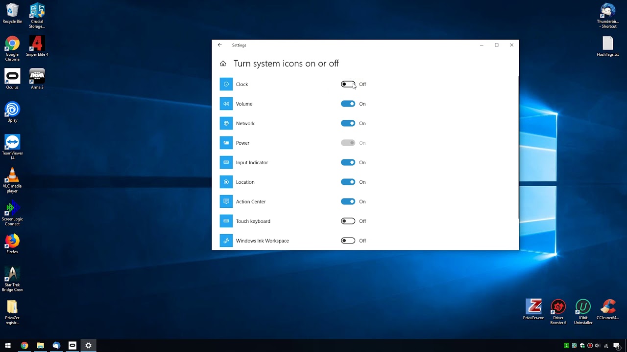 How to Remove the Clock From Windows 10 Taskbar
