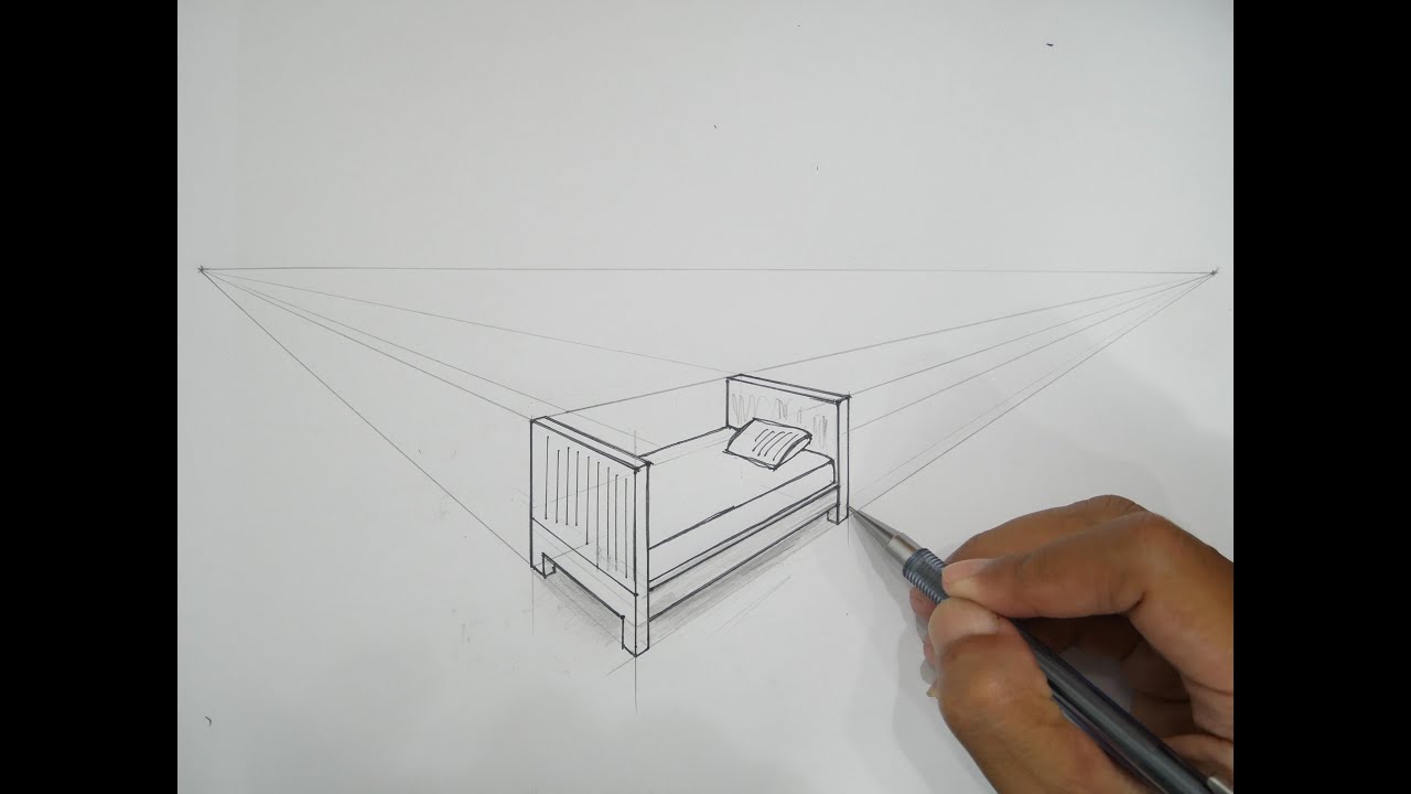 Learn How To Draw a Bed in 2 Point Perspective
