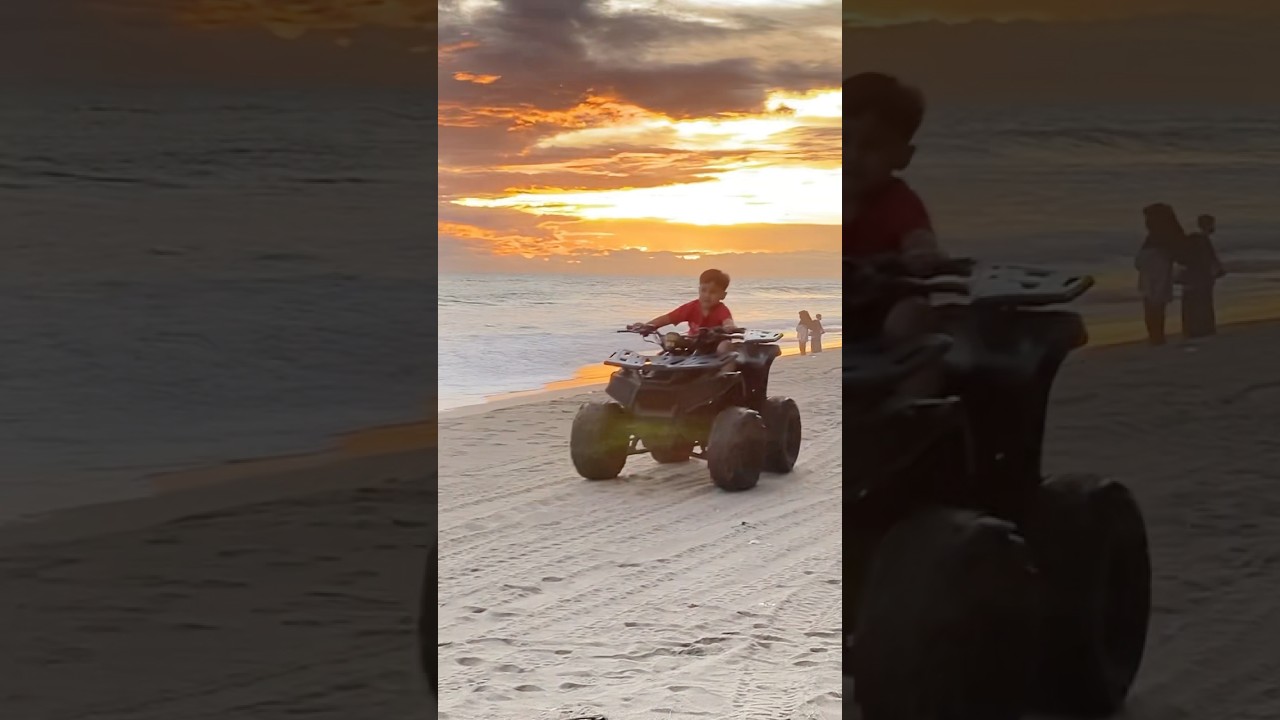 Albarraq belajar mengendarai motor atv di tempat wisata 