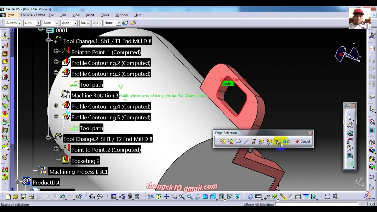 Rotary toolpaths | 4 axis full tutorial on Catia #3