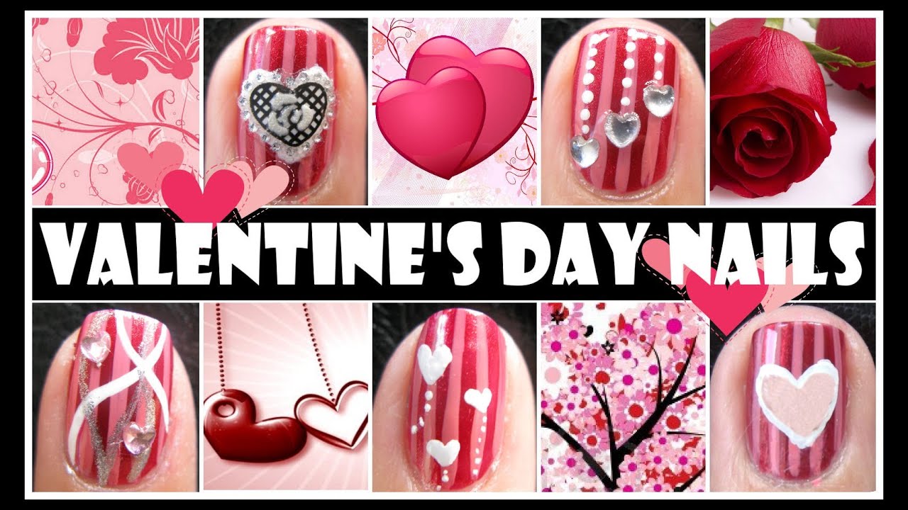 RED VALENTINE'S DAY NAIL DESIGNS | ROMANTIC NAIL ART TUTORIAL SHORT NAILS  BEGINNERS EASY SIMPLE DIY