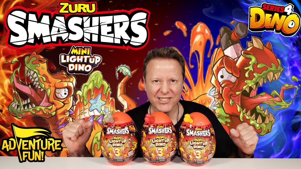 Zuru Smashers Mini Light Up Dino Series 4 T-Rex, Spinosaurus & Stegosaurus Adventure Fun Toy review!