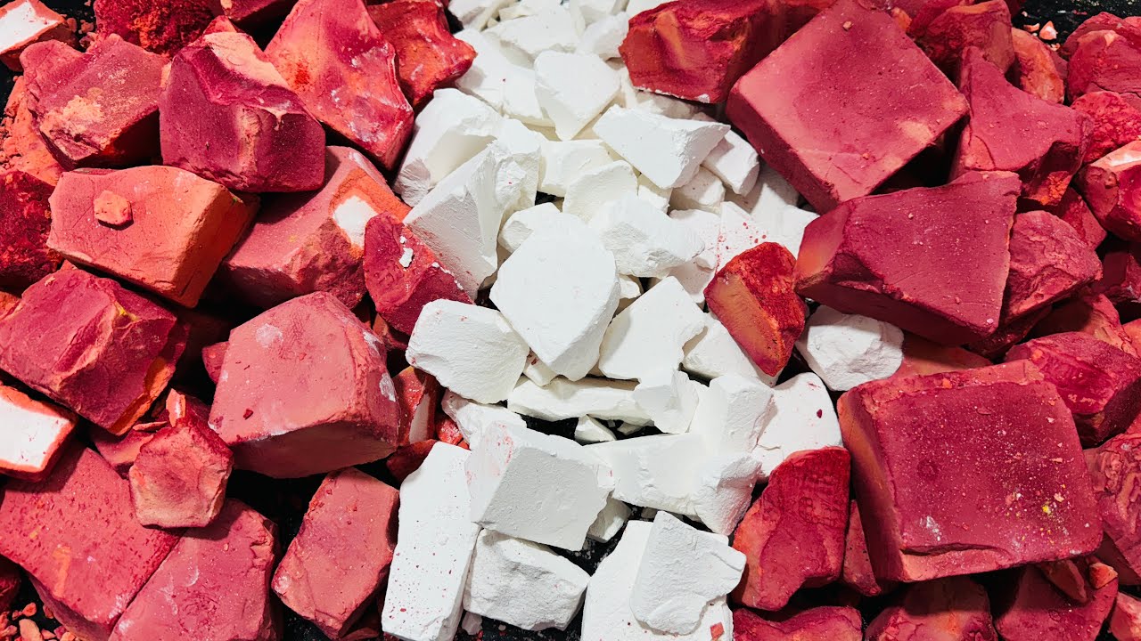 Crunchy Plain & Red Dyed Fresh Gym Chalk Crush | Oddly Satisfying ASMR