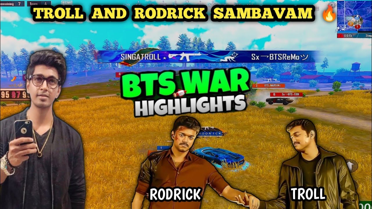 RODRICK AND TROLL SAMBAVAM 🔥 BTS WAR 💥 #madan #madanop #bgmi