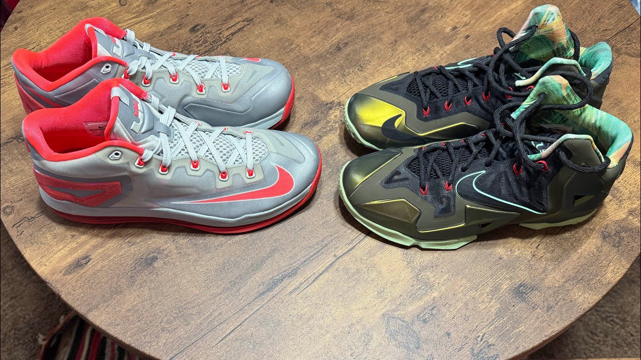 LEBRON 11 LOW LASER CRIMSON PICKUP AND LEBRON 11 KINGS PRIDE COMPARISON