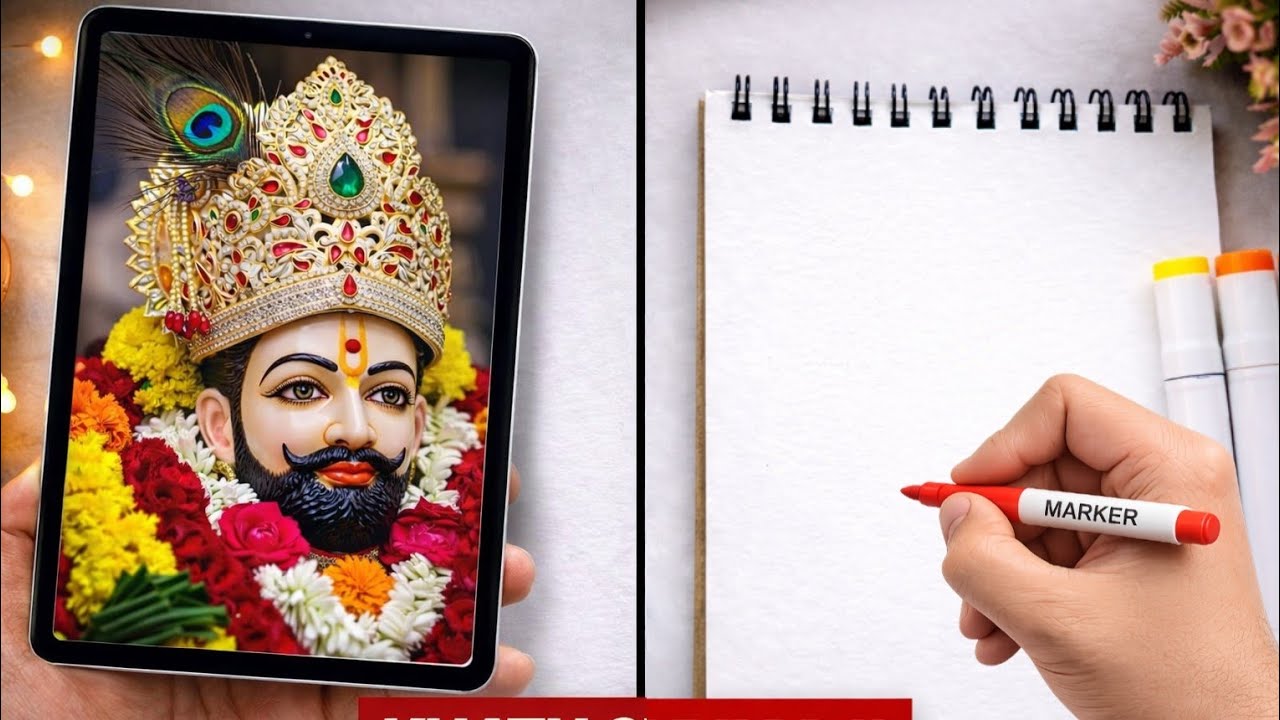 How to draw Khatu Shyam Ji | Step by Step Drawing Tutorial | Jai Shree Shyam ❤️ 