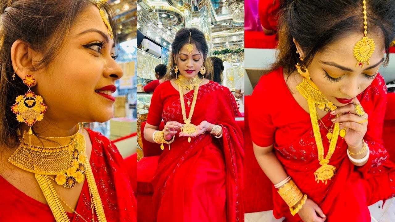 বিয়ের পর প্রথম নিজেকে নতুন বউয়ের মতো সোনার গহনায় সাজালাম। Bridal Gold Jewellery Collation।