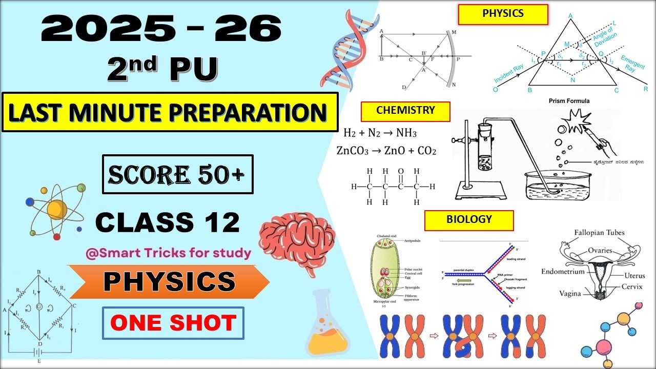 2nd PUC physics Last Minute Preparation Marathon | Score 50 +🔥 in 12th Board Exam 2026