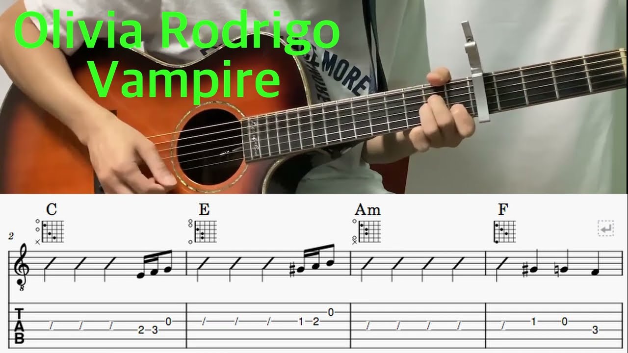 Olivia Rodrigo - 'Vampire' guitar cover(with Tab)