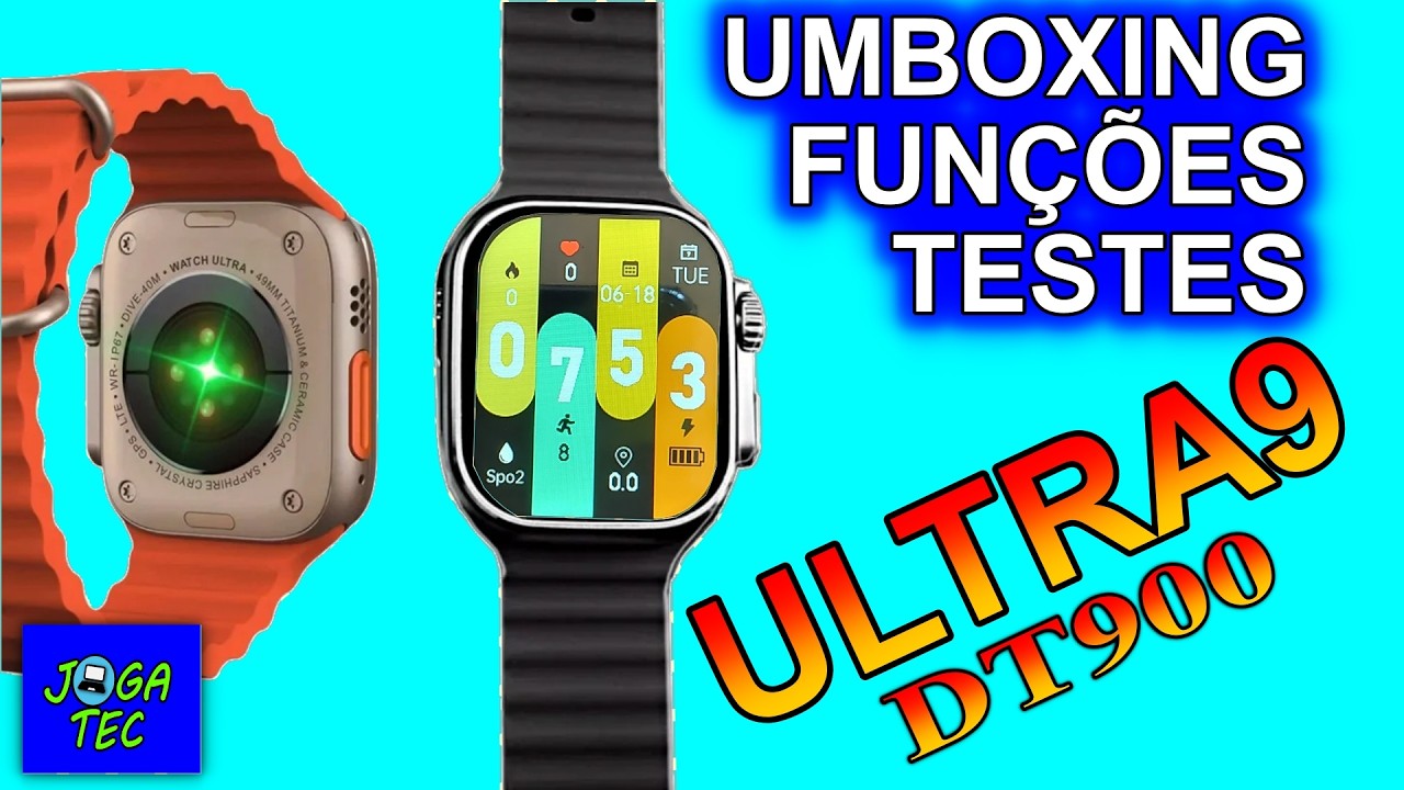 Smart Watch DT900 Ultra 9 BIG Unboxing Funções Testes Configurações e Primeiras Impressões