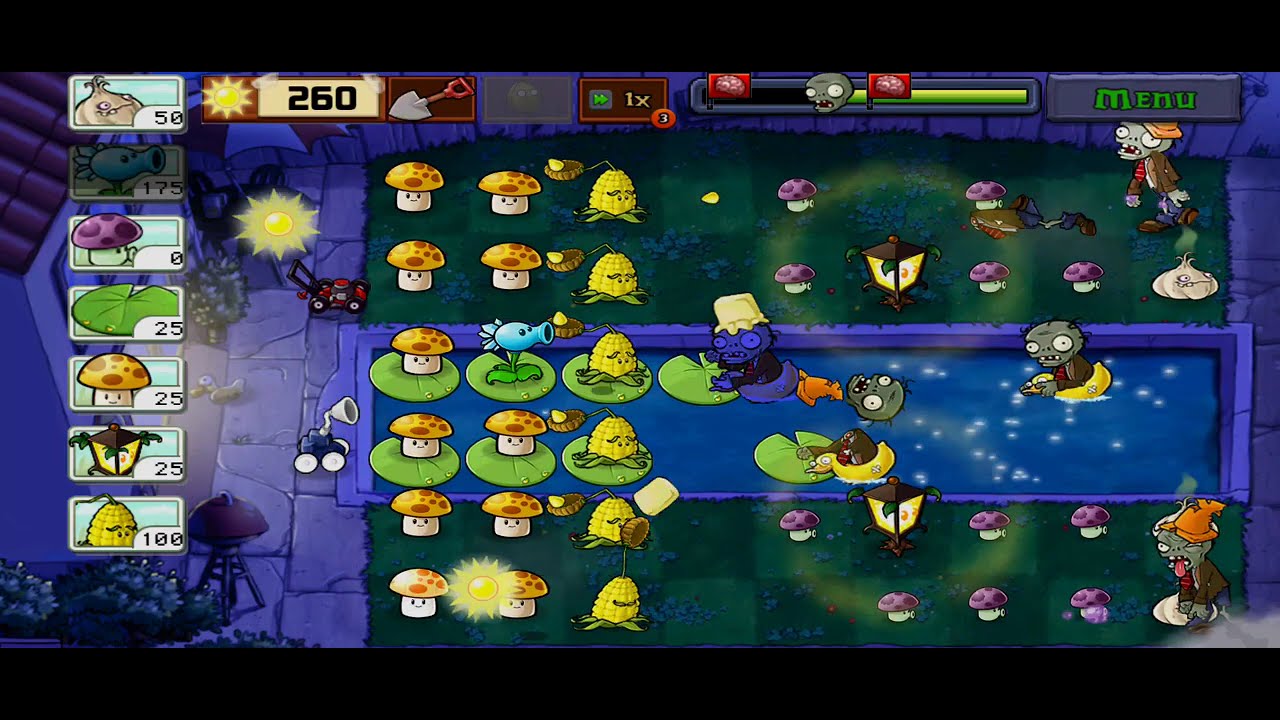 Corns and slowed the Zombies🧟‍♂️Plant vs Zombies adventure 02. Fog(Level 08) mini games 