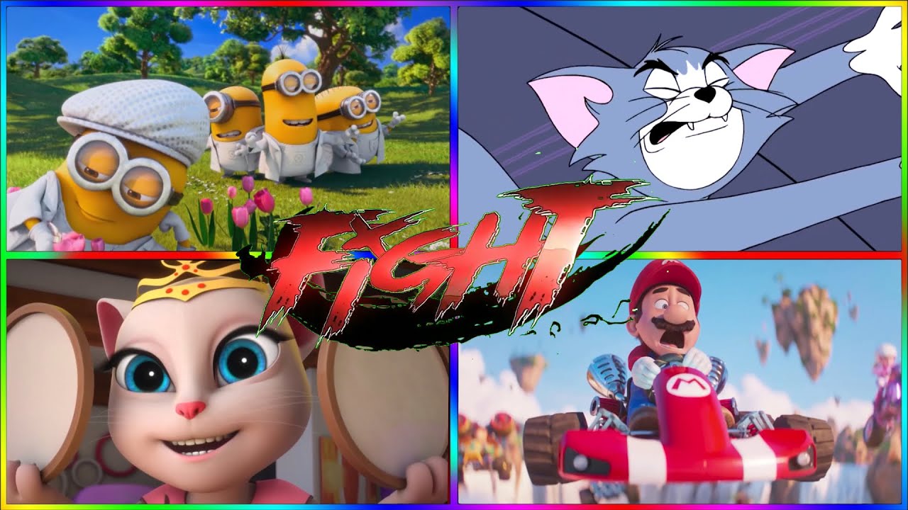 Mario, Minions, Talking Angela & Tom FIGHT 😈  TILESHOP EXE Meme #tileshopedmrush #coffindance
