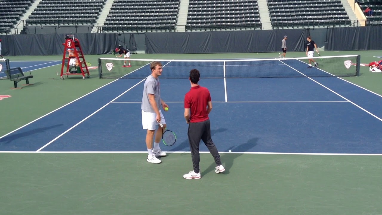 Stanford Men's Tennis Pre-Match Warmup 2-4-18