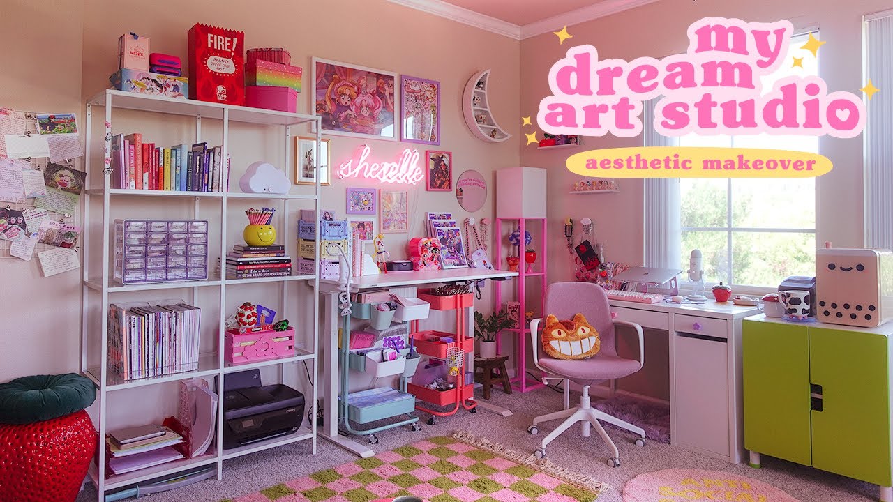 creating my dream art studio ♡ extreme 90s y2k aesthetic transformation