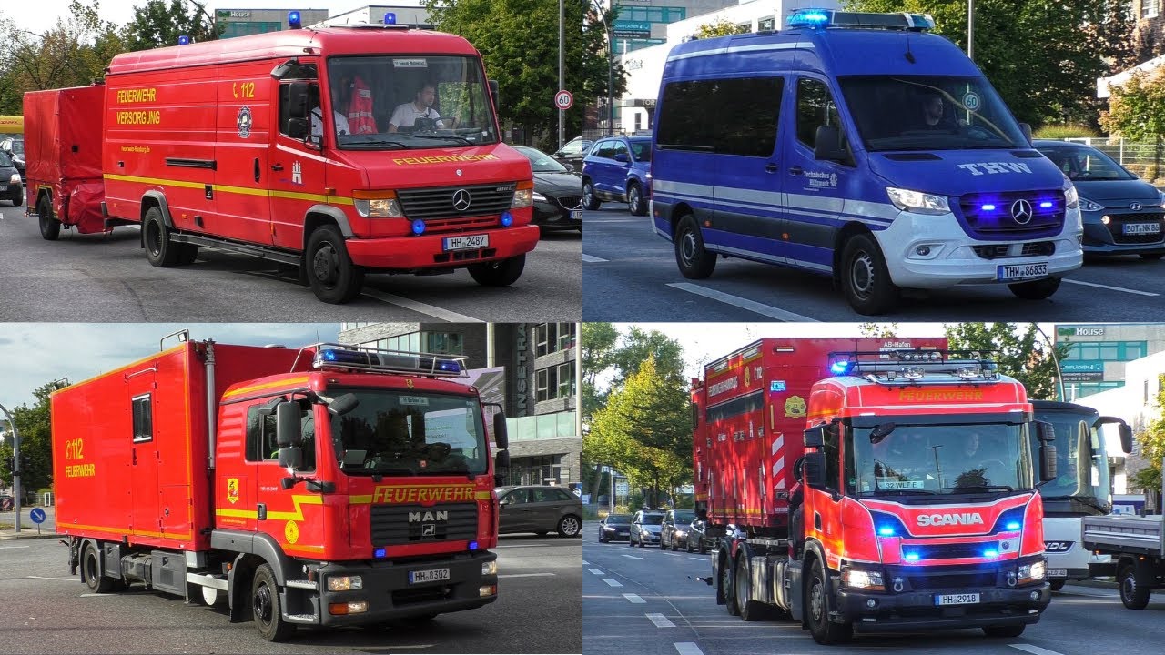 [FEU2 Brennt Recyclingunternehmen in Hamburg!] Einsatzfahrten Feuerwehr Hamburg und THW Lübeck