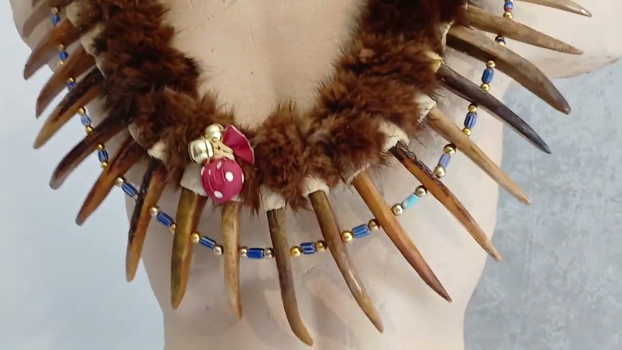Plains indian grizzly bear claw necklace, used on the Great Plains in North-America 🇺🇸🇨🇦
