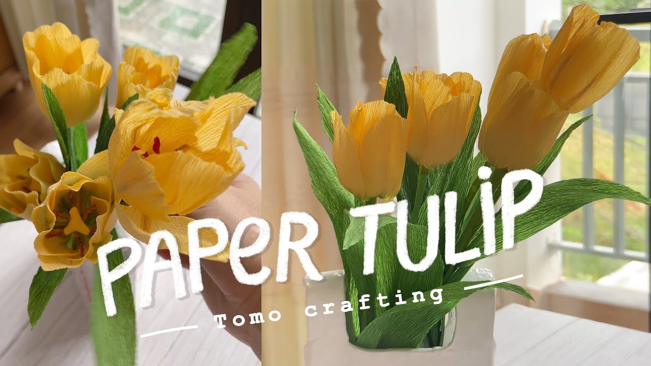 💐Tulip Flower Making with Paper 💐Diy Crepe Paper Flower Easy