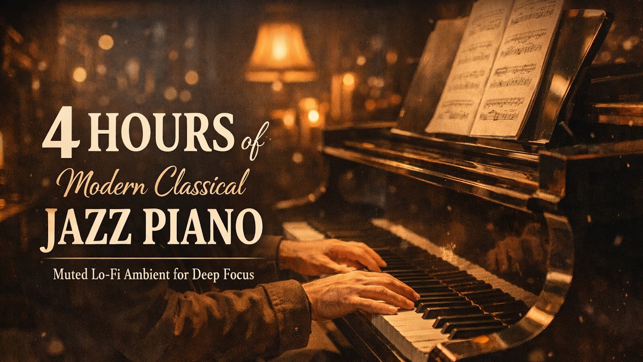 4 Hours of Modern Classical Jazz Piano 🎹 Muted Lo-fi Ambient for Deep Focus