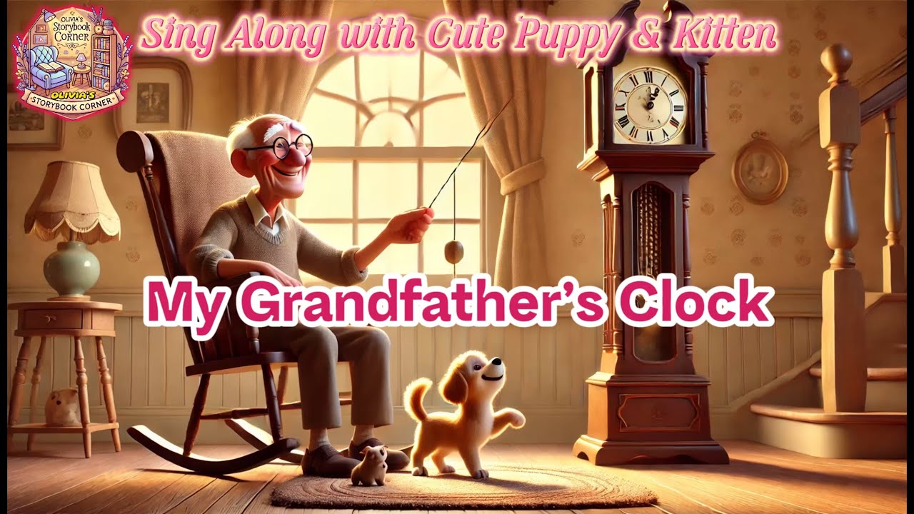 My Grandfather’s Clock | Sing Along with Cute Puppy & Kitten | Most Popular English Nursery Rhymes