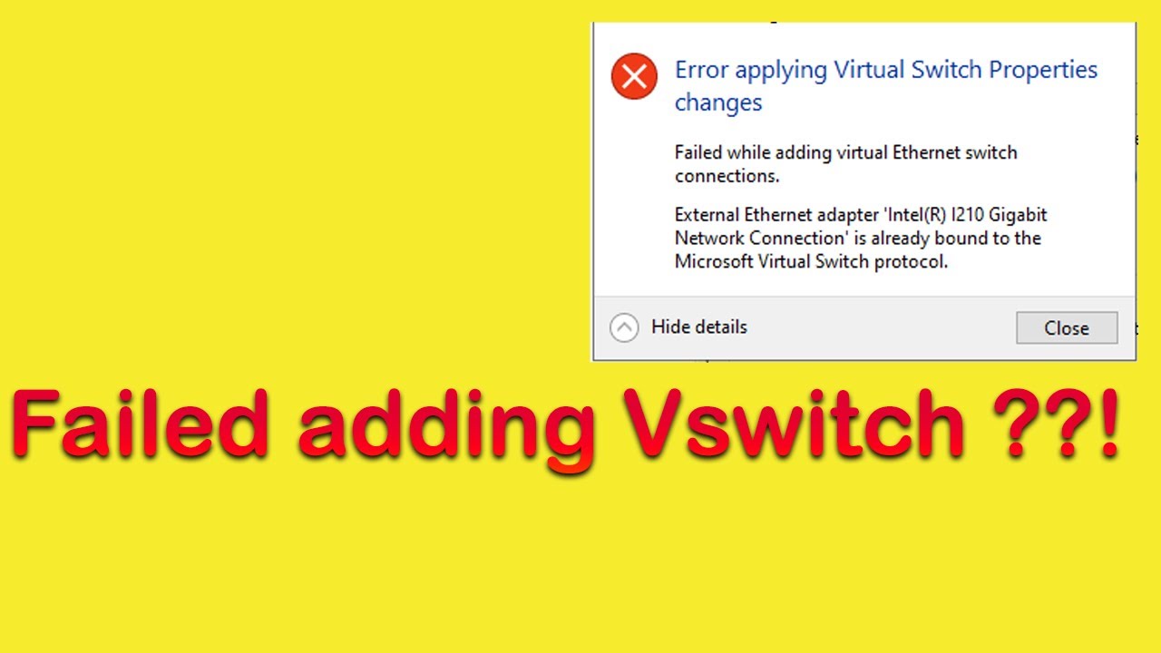 Ошибка Hyper V. Внешний адаптер Ethernet уже привязан к виртуальному коммутатору Microsoft.