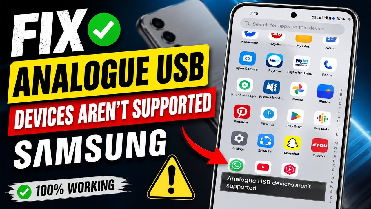 Fix Analogue USB devices aren't supported Samsung || Samsung Analogue USB devices aren't supported