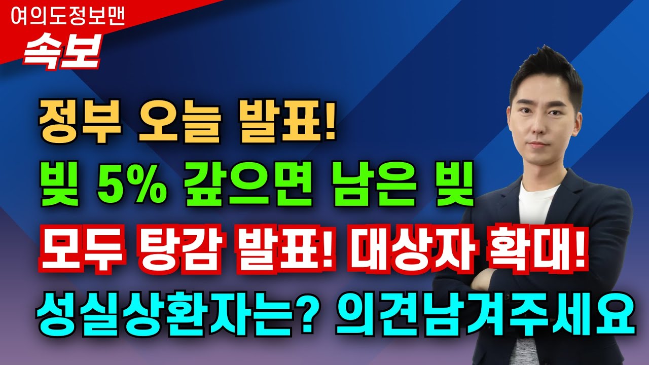 (속보) 빚 5% 갚으면 나머지 탕감발표💰대상자, 조건 확인하세요⭐️성실상환자에 대한 지원 정책은?