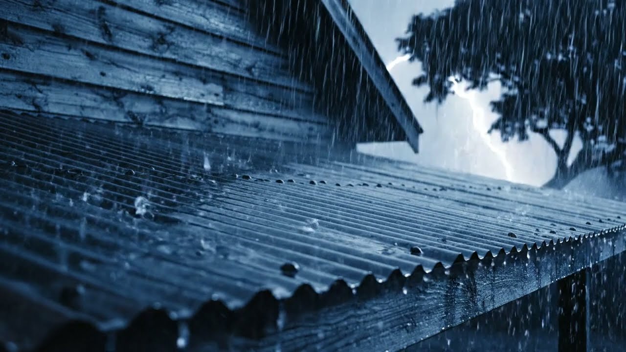Durma Pacificamente na Chuva Torrencial e Trovões Rugindo no Telhado de Zinco Instável na Flore...