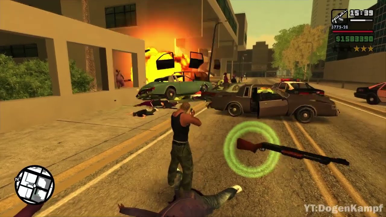 GTA San Andreas - Verona Beach Massacre and Shootout using San andreas style Mod + Six Star Escape