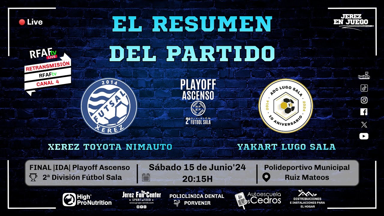 RESUMEN | Encuentro Xerez Toyota Nimauto vs Lugo Sala | Ida 3ª Eliminatoria PlayOff Ascenso.15-06-24
