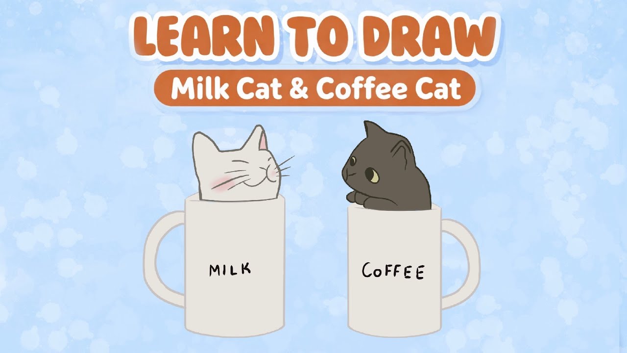 How to Draw Milk Cat and Coffee Cat ☕🐱 | Easy Cute Art 