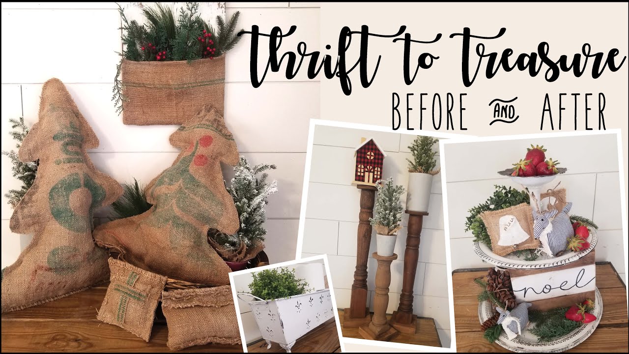 Thrift to Treasure • coffee sacks • metal tray • tarnish silver plates • wood spinals