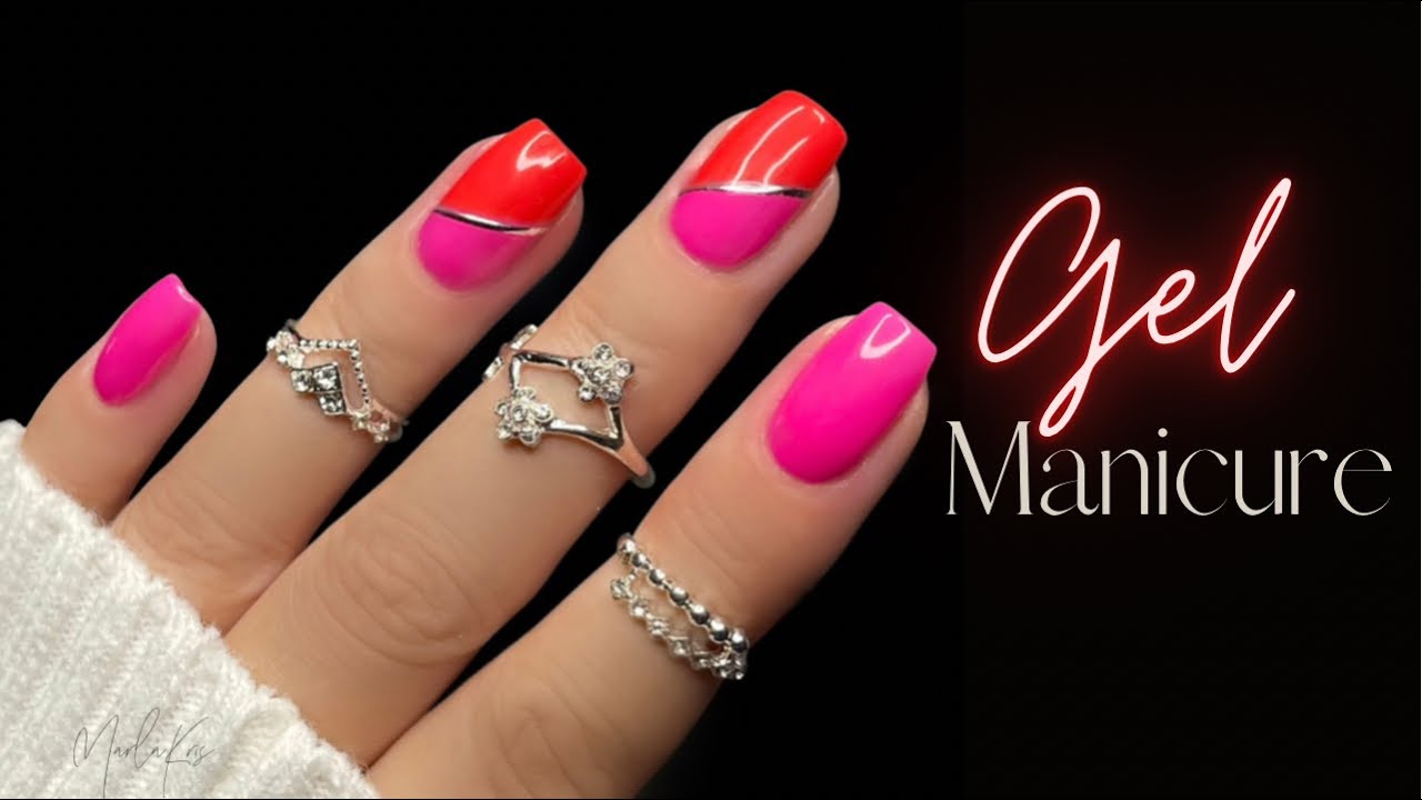 Better than salon gel manicure AT HOME | gel color block | striping tape 🤔