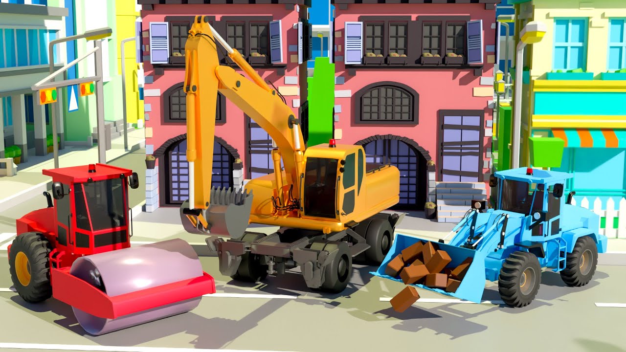 Statue of Liberty Construction! Excavators, Road Rollers & Cranes at Work |   3D Animation