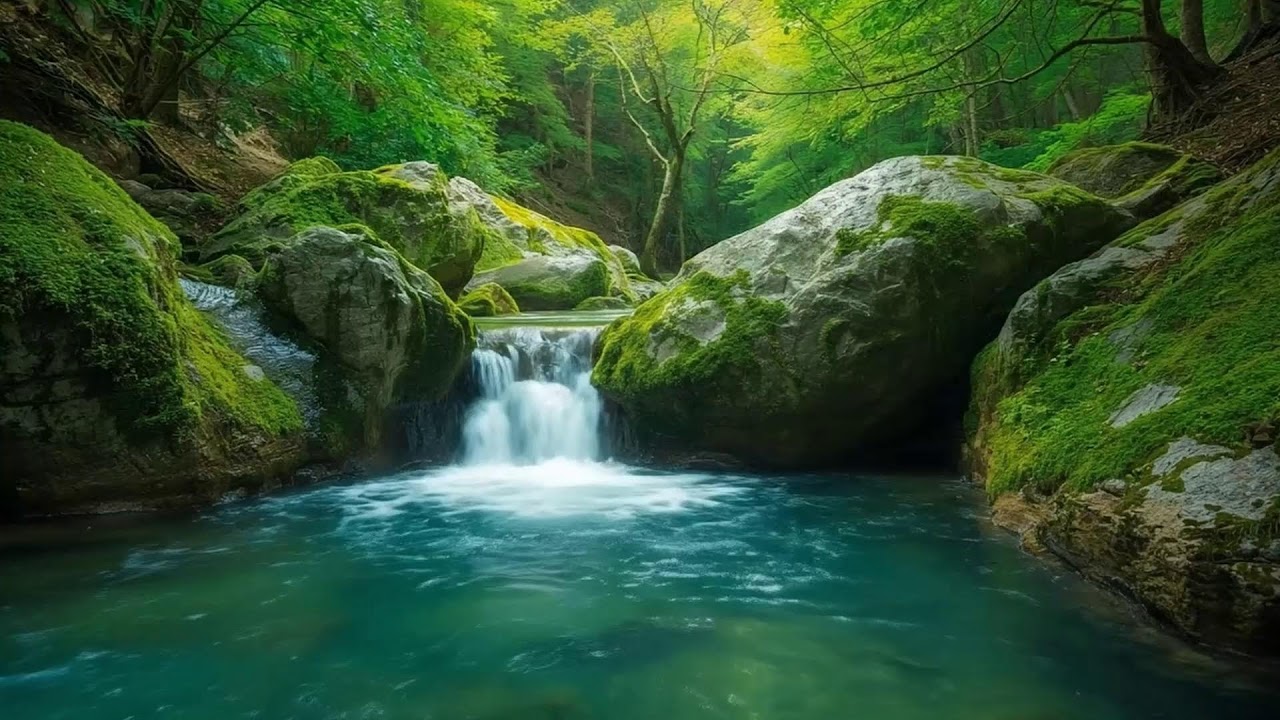 Mountain River Stream & Waterfall | Nature White Noise for Relaxing Sleep