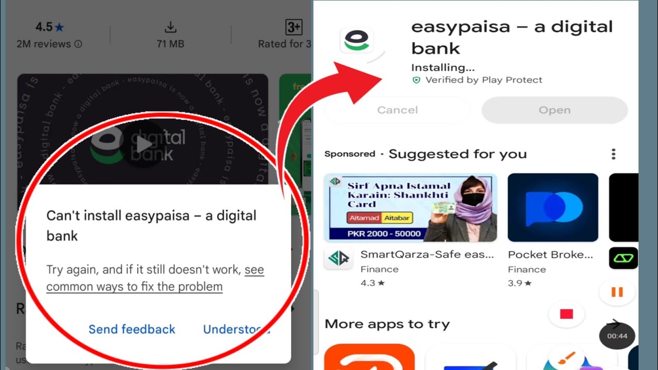 Can't install Easypaisa - a digital bank try again & if it still doesn't see common ways to fix 2025