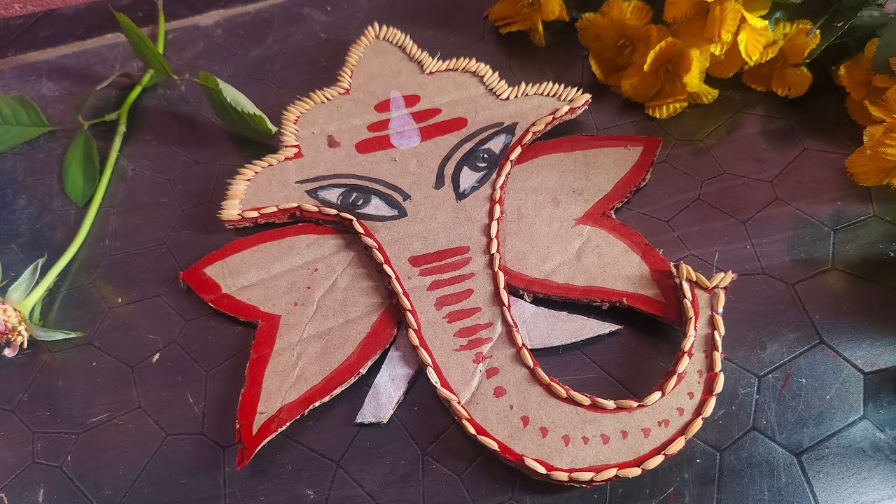 Ganpati Bappa making in cardboard 🙏Ganesh puja special craftcardboard ganpati making#viralvideo#art