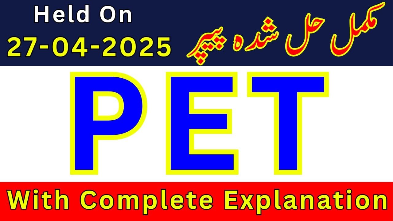 Today's PET Solved Paper 27-04-2025 | ETEA PET Full Paper with Answer Keys held on 27-04-2025