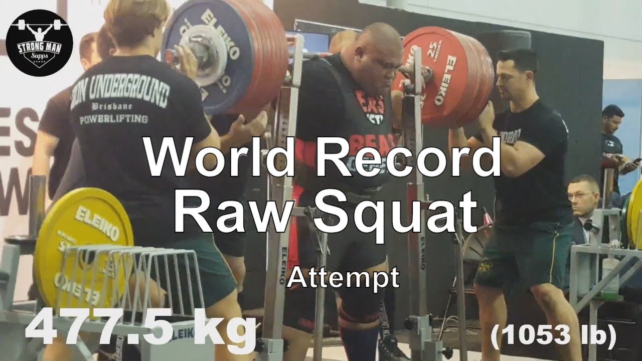 Jezza Uepa 1036 lb, 470 kg Raw Squat + IPF World Record Equalling Attempt 1053 lb 22 October 2017