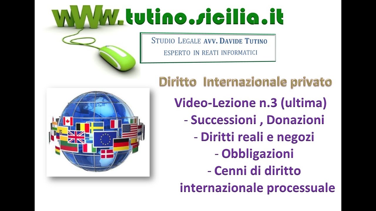Lezione 3: Diritto Internazionale privato - Successioni,Donazioni,Obbligazioni,diritti reali
