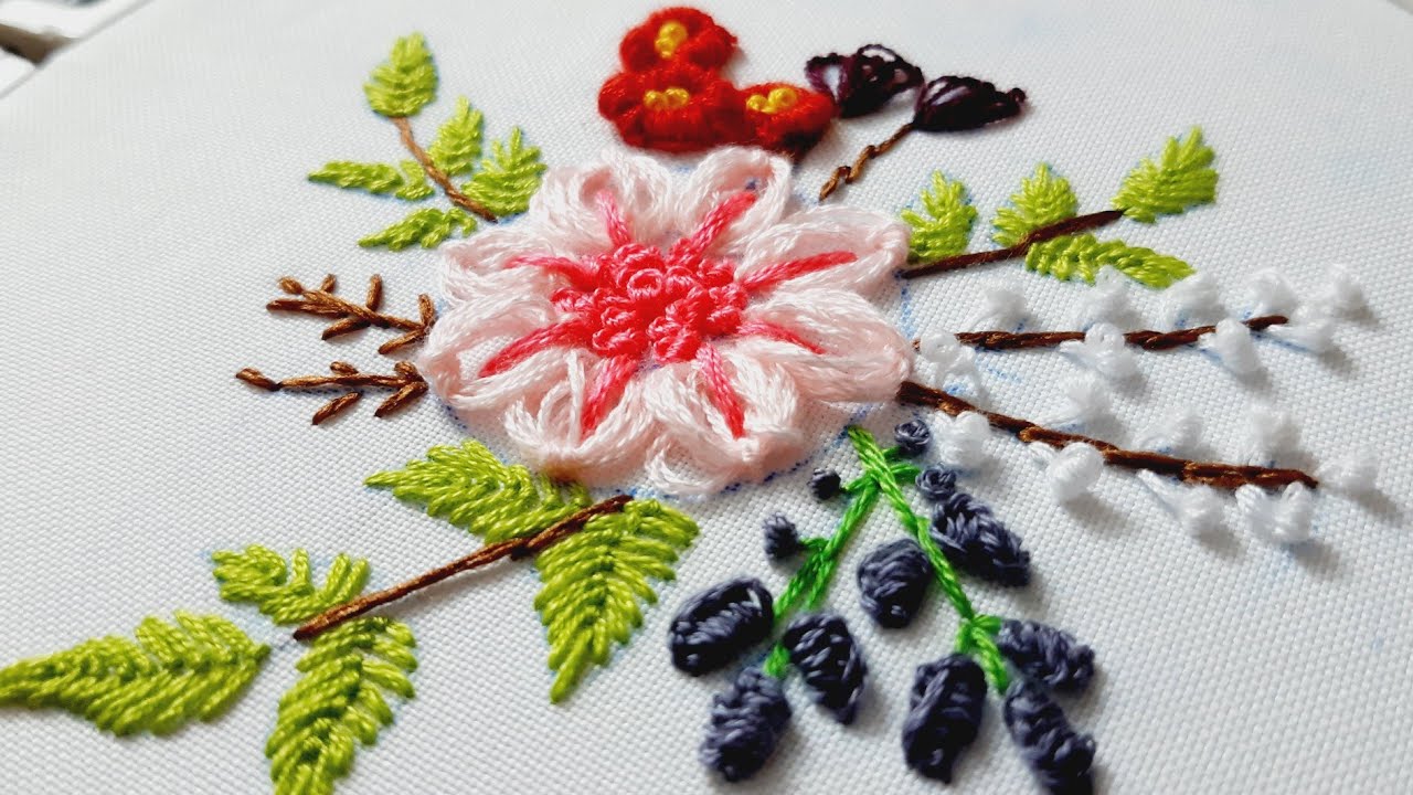 Embroidery flowers,گلدوزی زیبا،گلدوزی گل،انواع دوخت،stitch for Beginner,Embroidery french knot