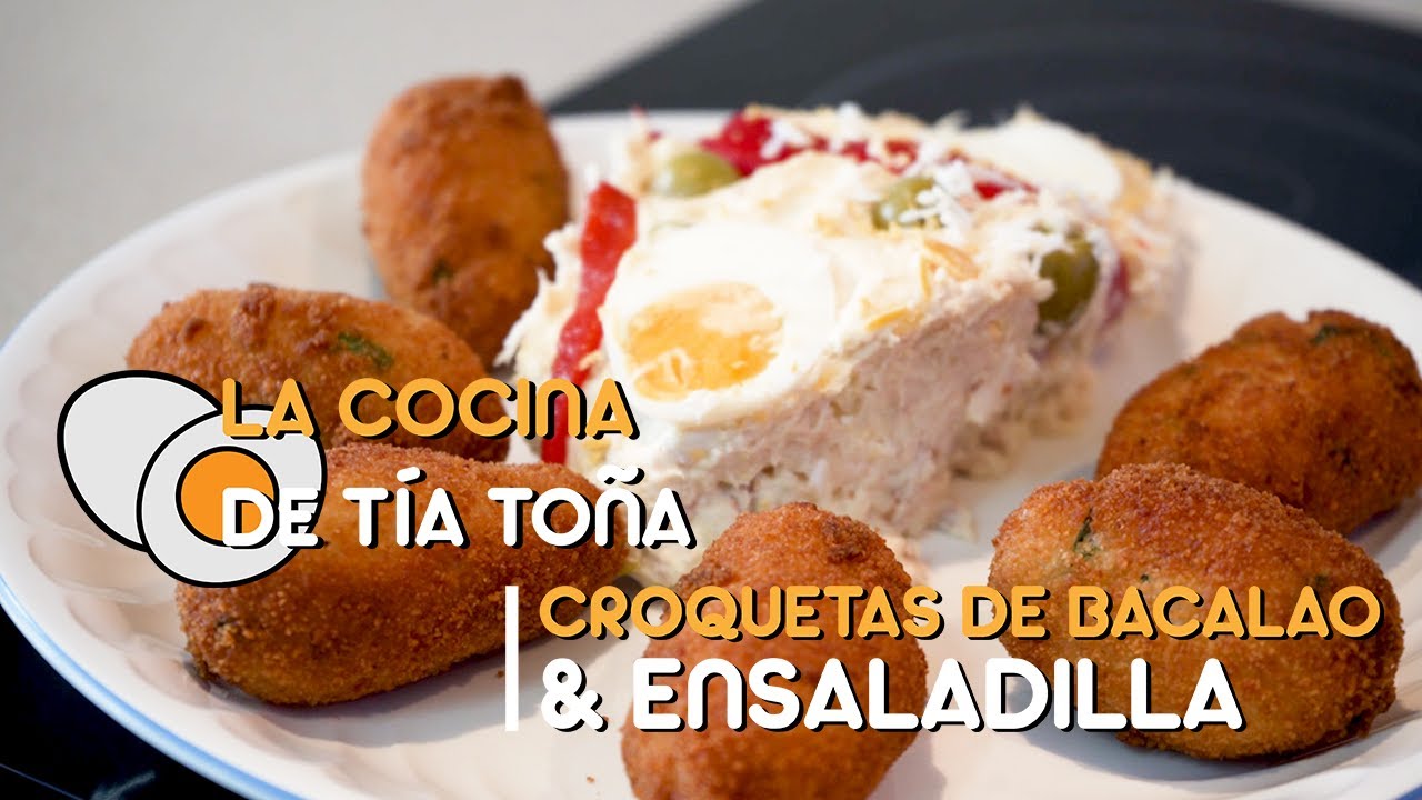 【SIN LECHE】cremosas CROQUETAS DE BACALAO & ENSALADILLA