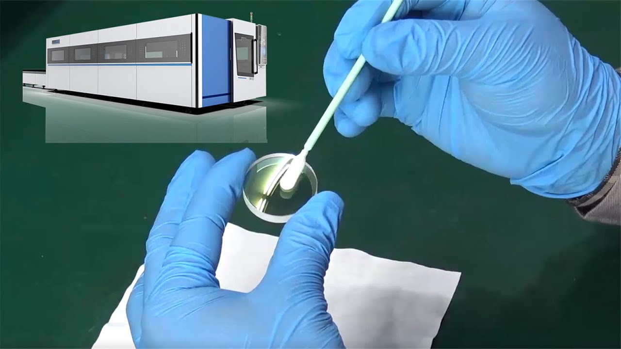 Collimator Protective  lens cleaning process for head on fiber laser cutter.Part 2
